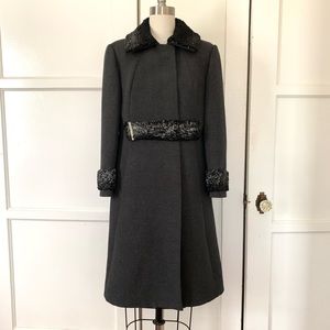 Vintage 1960s Youthcraft Gerbers Memphis Gray Coat with Lambswool & Rhinestone